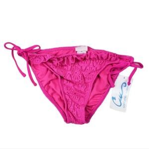 California Waves Crochet Lace Bikini Bottom Bright Pink Swim Seperate